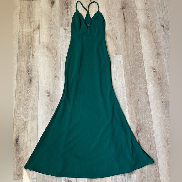 Lulu’s Amelia Elegant Forest Green formal Maxi Dress small - Picture 3 of 12